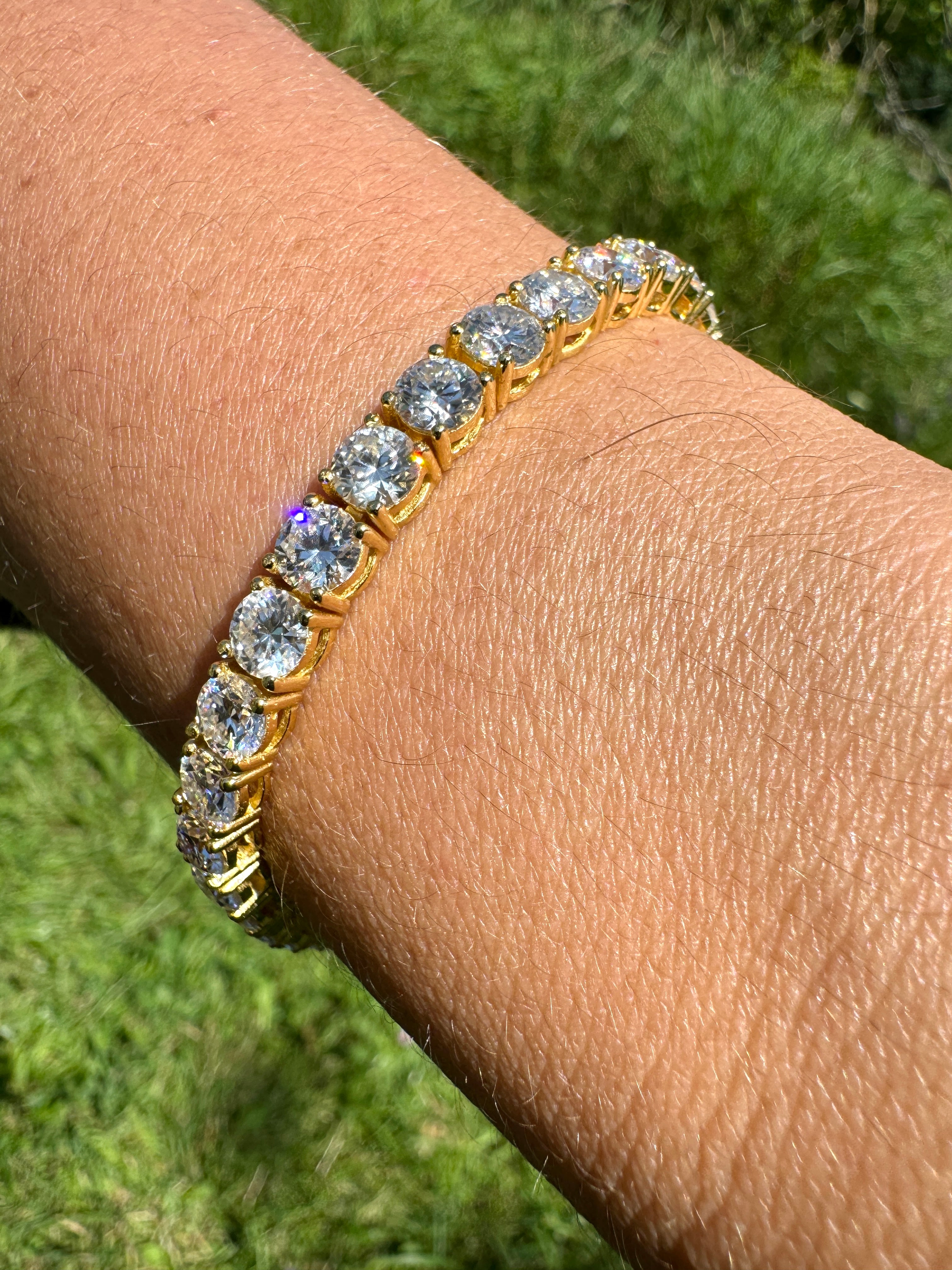 5mm Flawless Moissanite Tennis Bracelet | S925 | 18K Yellow Gold ⚜️