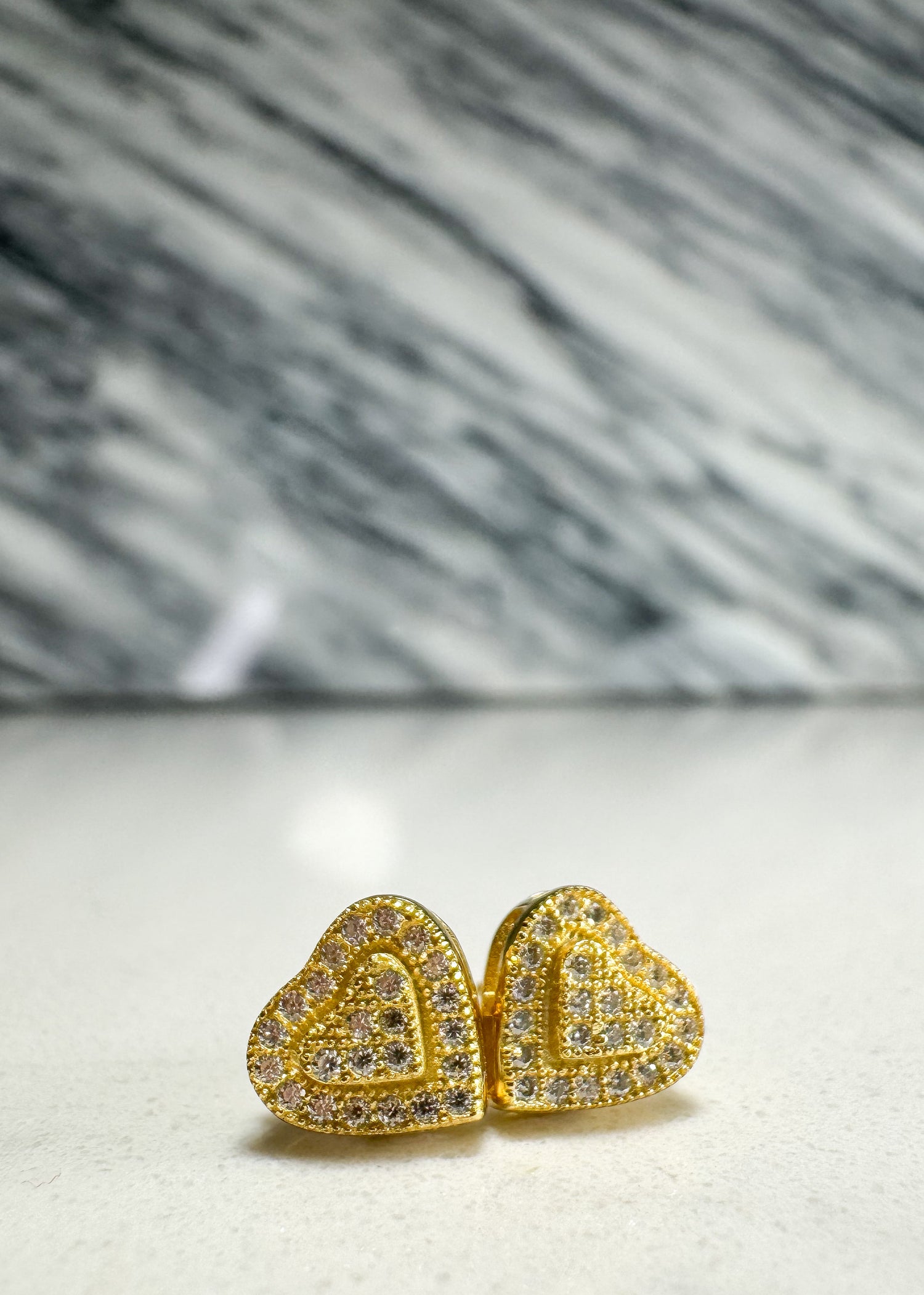 VVS Moissanite Heart Earrings | 925 Sterling Silver | 18K Yellow Gold