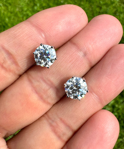 Round Cut VVS1 Moissanite Earrings | S925 | 18K | Passes Diamond Tester