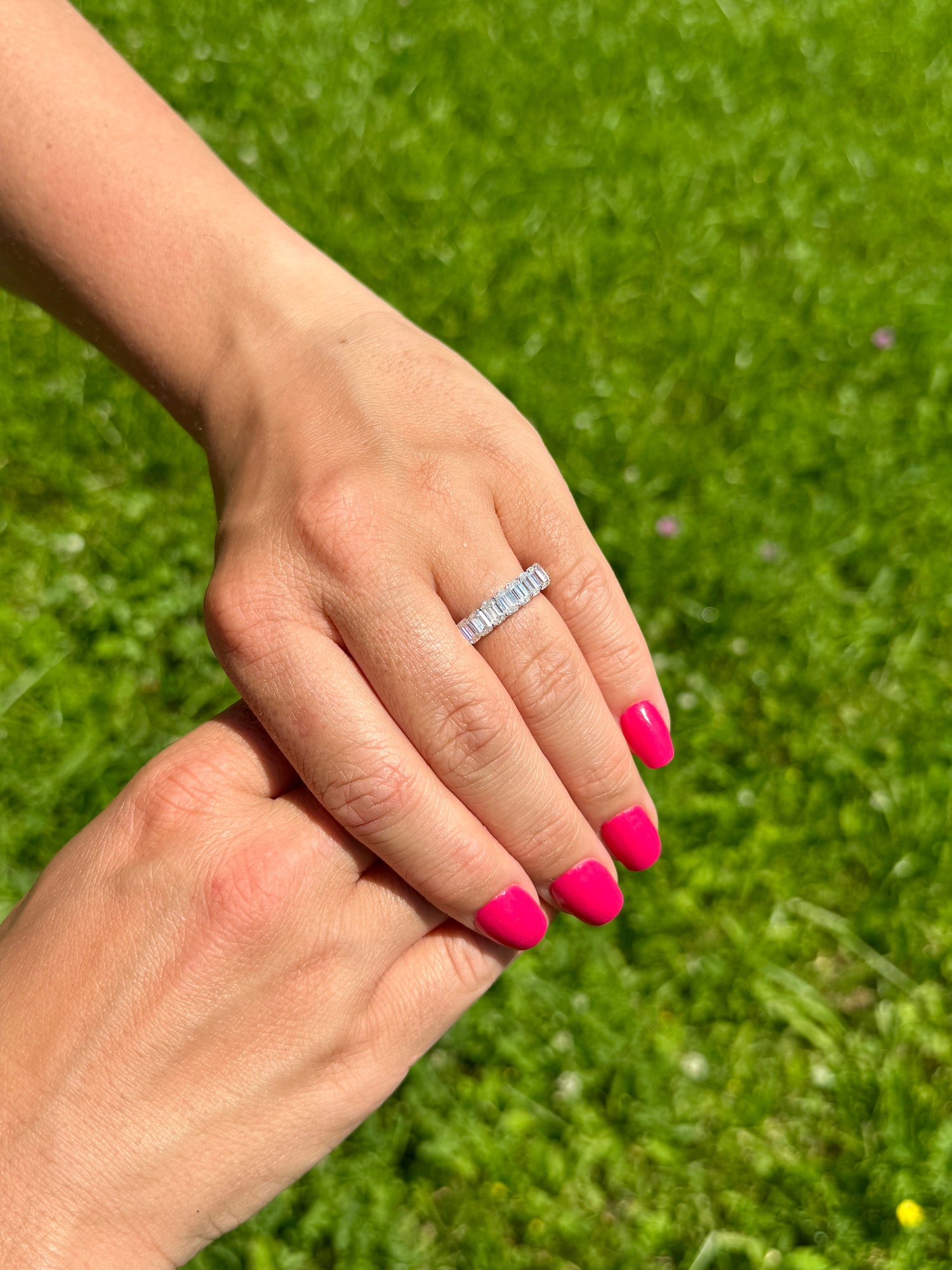 Emerald Cut Moissanite Eternity Ring