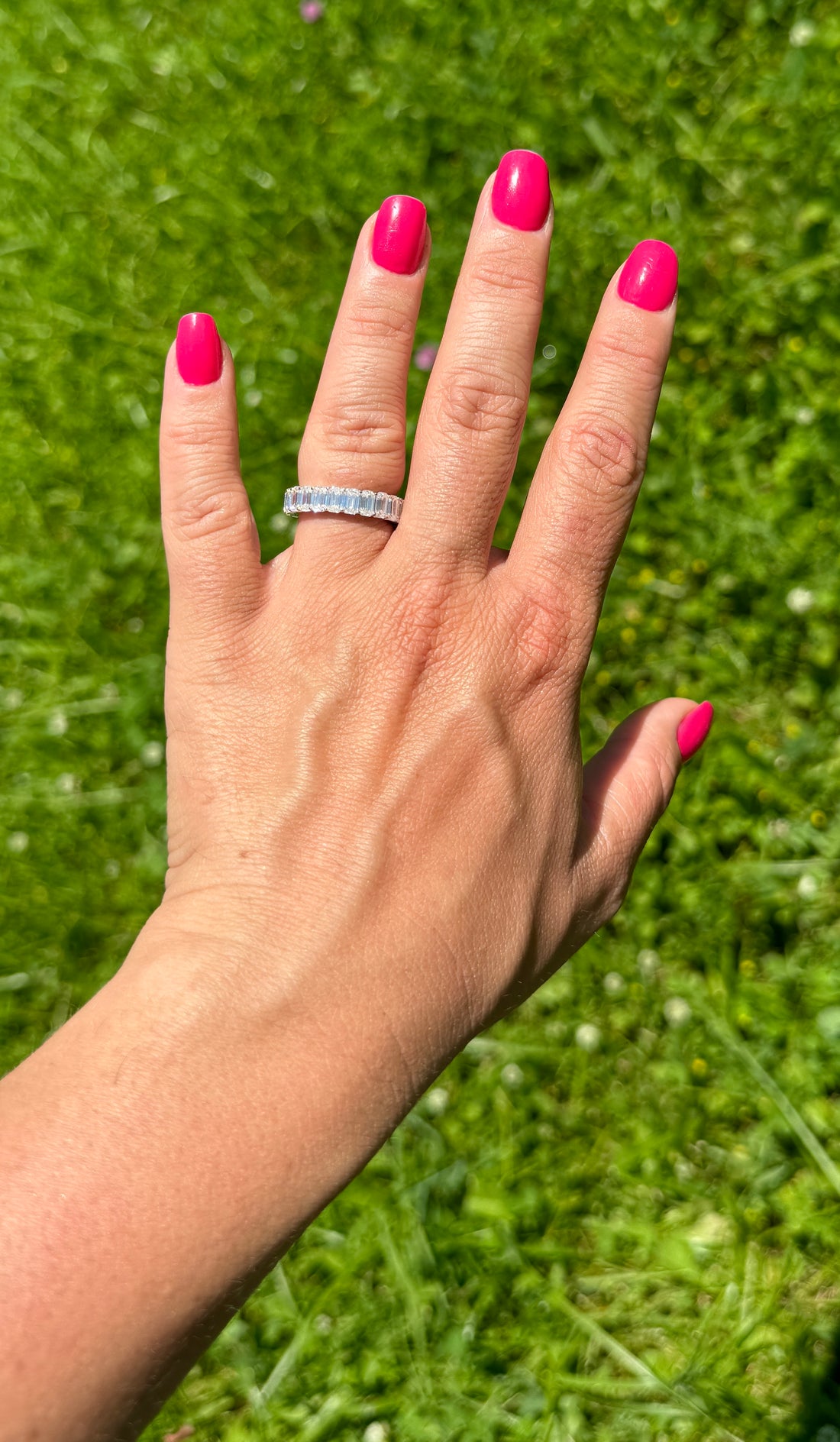 Emerald Cut Moissanite Eternity Ring