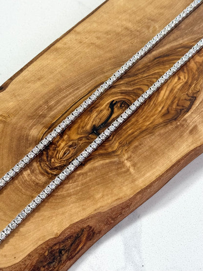 3mm VVS Moissanite Tennis Chain | 925 Sterling Silver | 18K White Gold | Passes Diamond Tester ✅