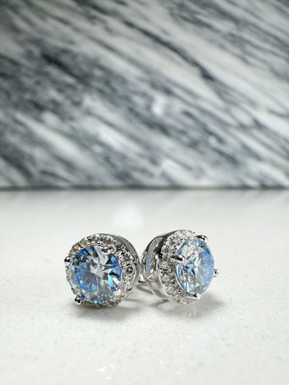 Blue Aura Moissanite Earrings 💎