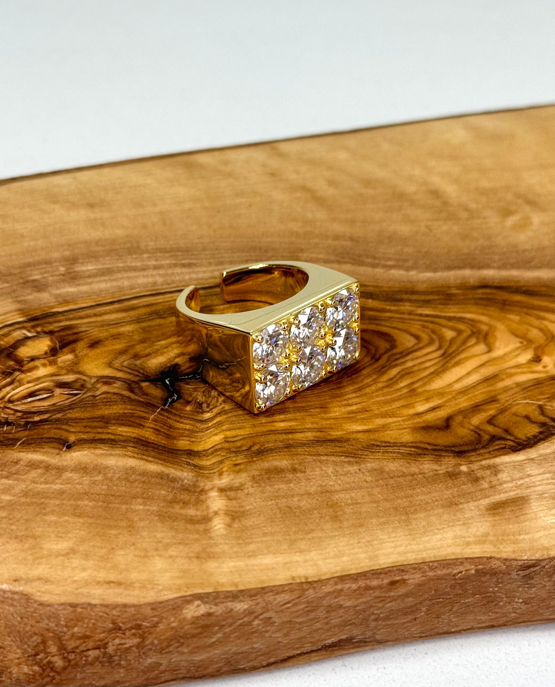 VVS Moissanite Rectangular Ring | 925 Sterling Silver | 18K Yellow Gold | Passes Diamond Tester ✅