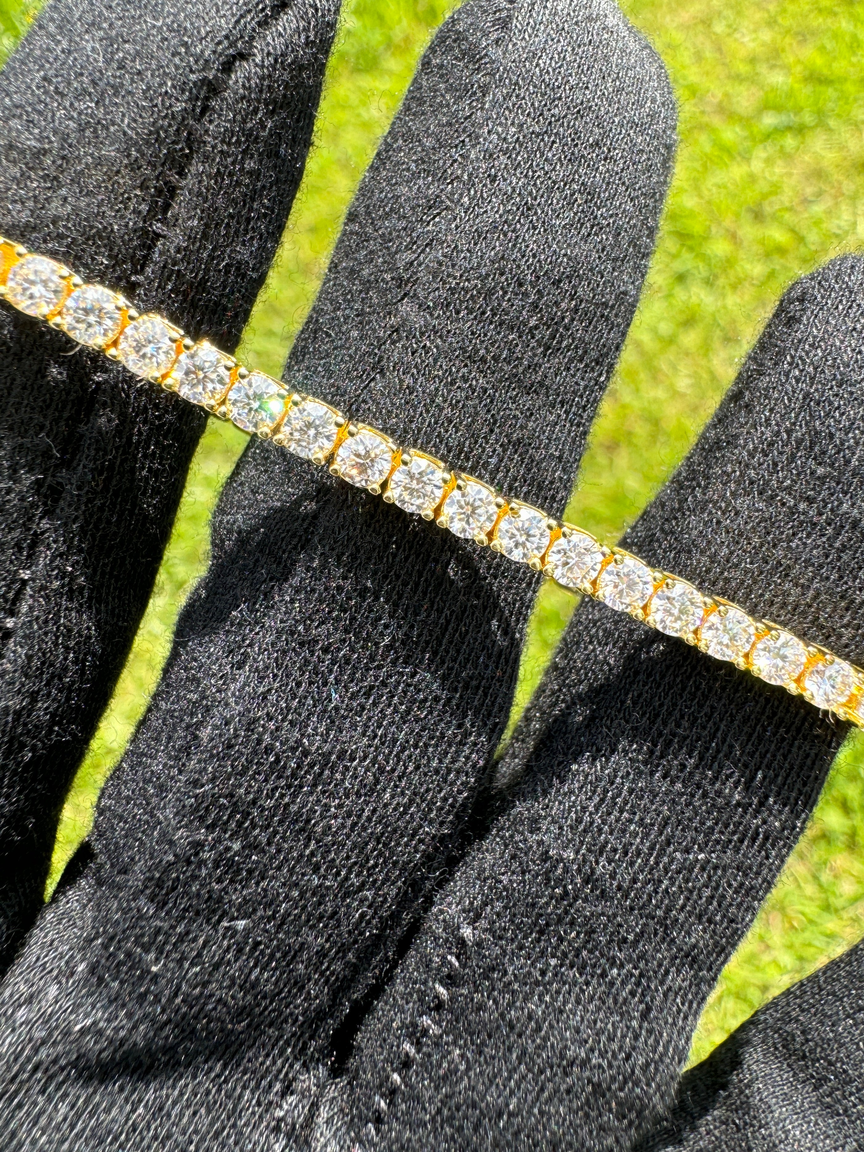 3mm VVS Moissanite Tennis Bracelet S925 | 18K Yellow Gold | Passes Diamond Tester ✅