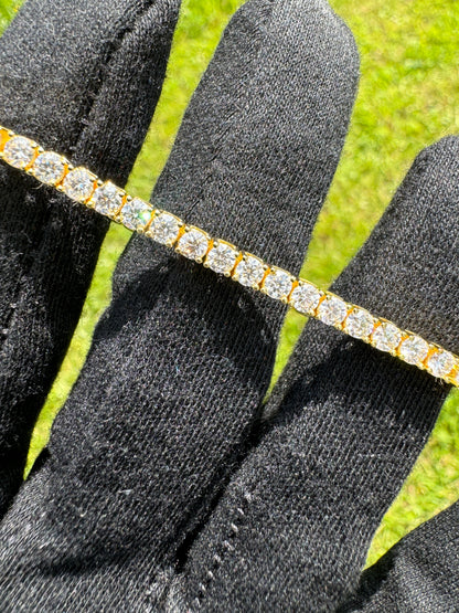 3mm VVS Moissanite Tennis Bracelet S925 | 18K Yellow Gold | Passes Diamond Tester ✅