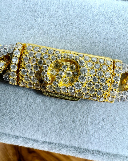 8mm VVS Moissanite Cuban Bracelet | Two Toned | Custom Letter Clasp | Passes Diamond Tester ✅