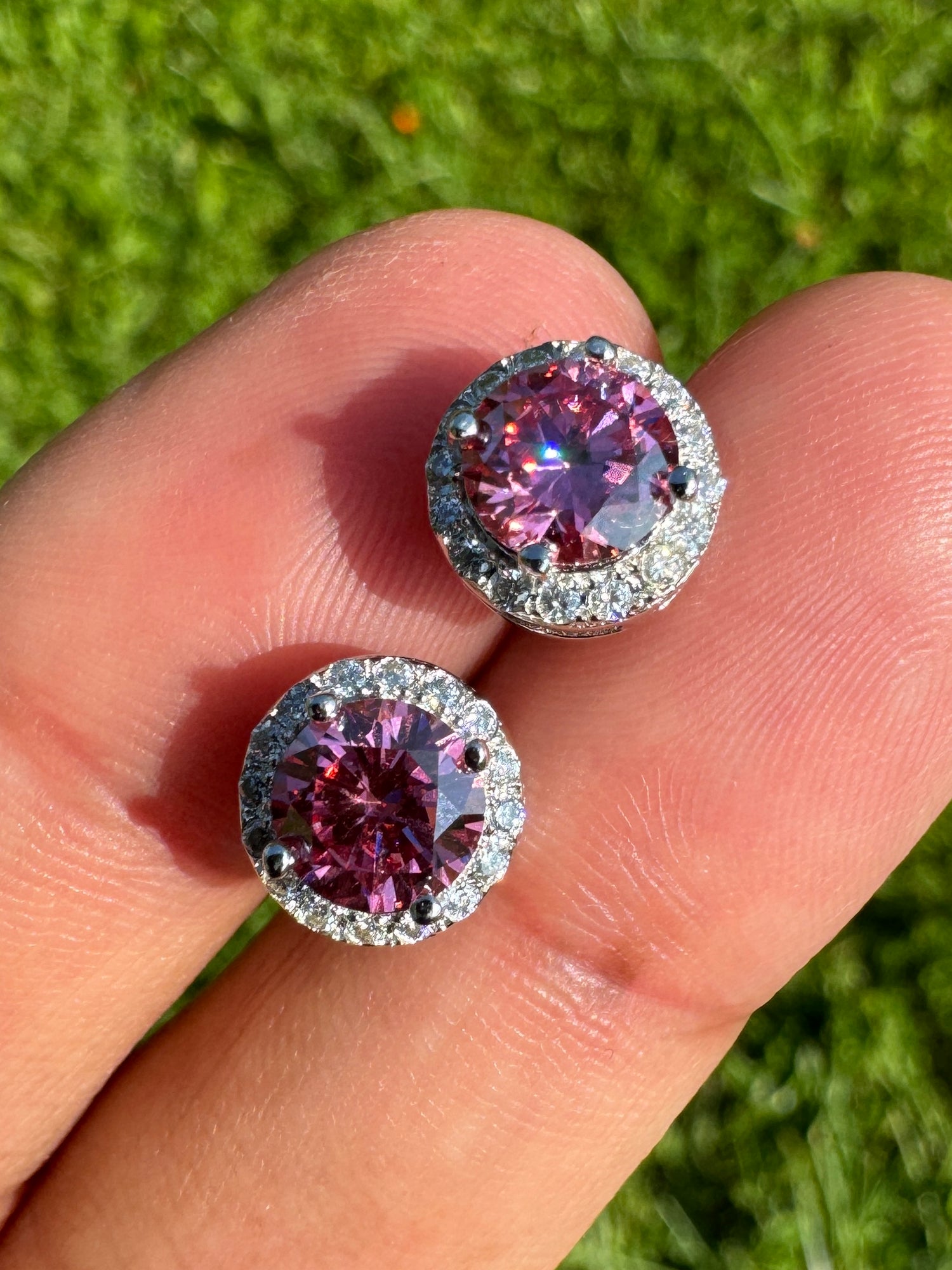 Purple Aura Moissanite Earrings 💎