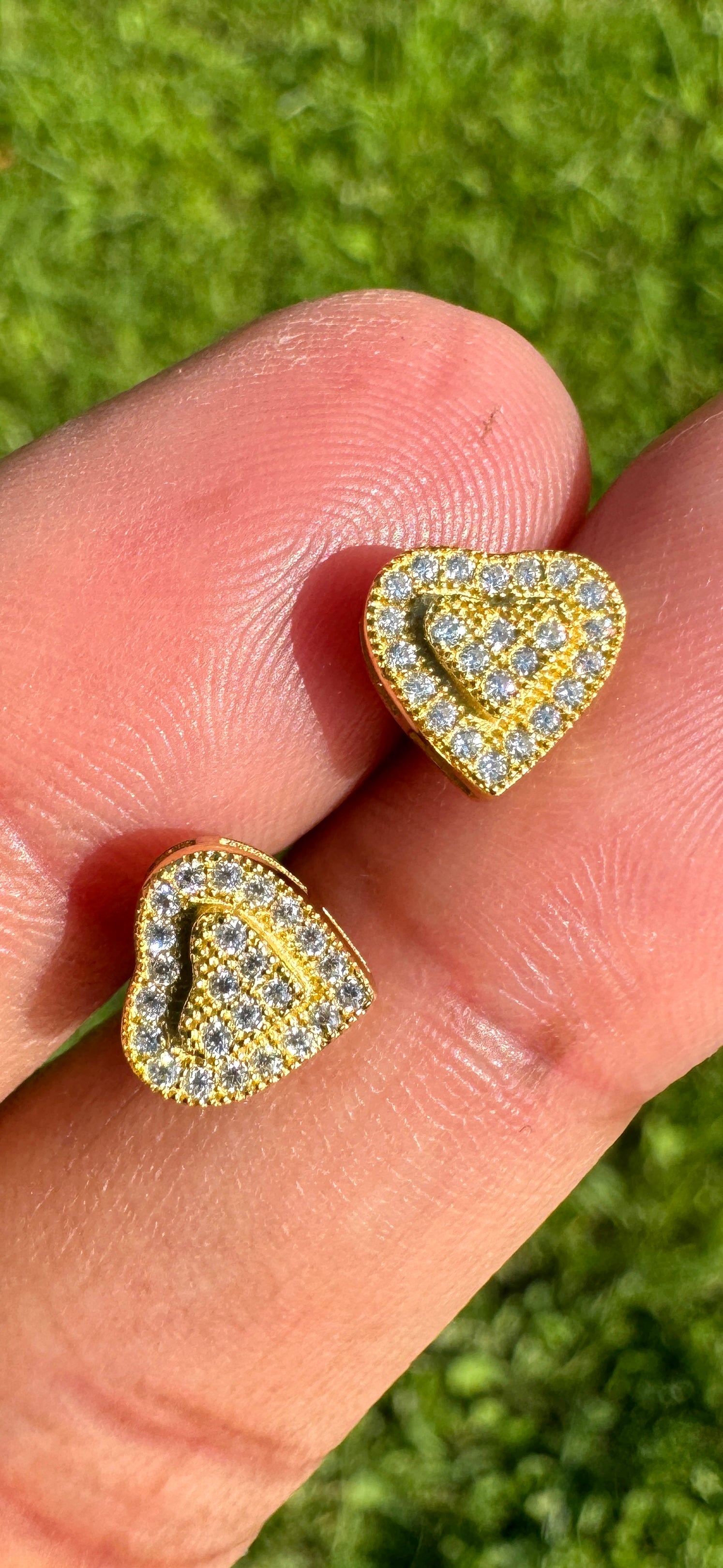 VVS Moissanite Heart Earrings | 925 Sterling Silver | 18K Yellow Gold