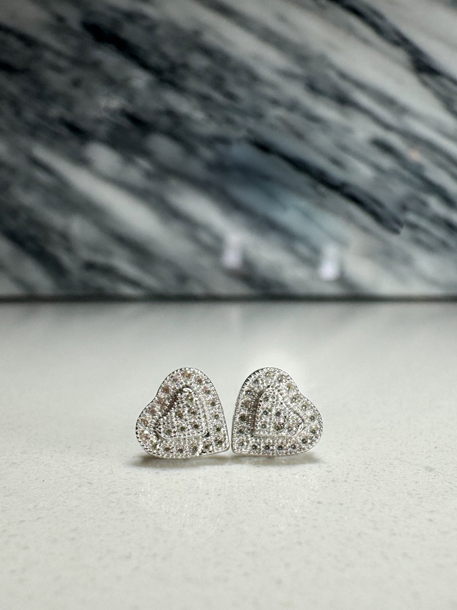 VVS Moissanite Heart Earrings | 925 Sterling Silver | 18K White Gold