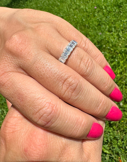 Emerald Cut Moissanite Eternity Ring