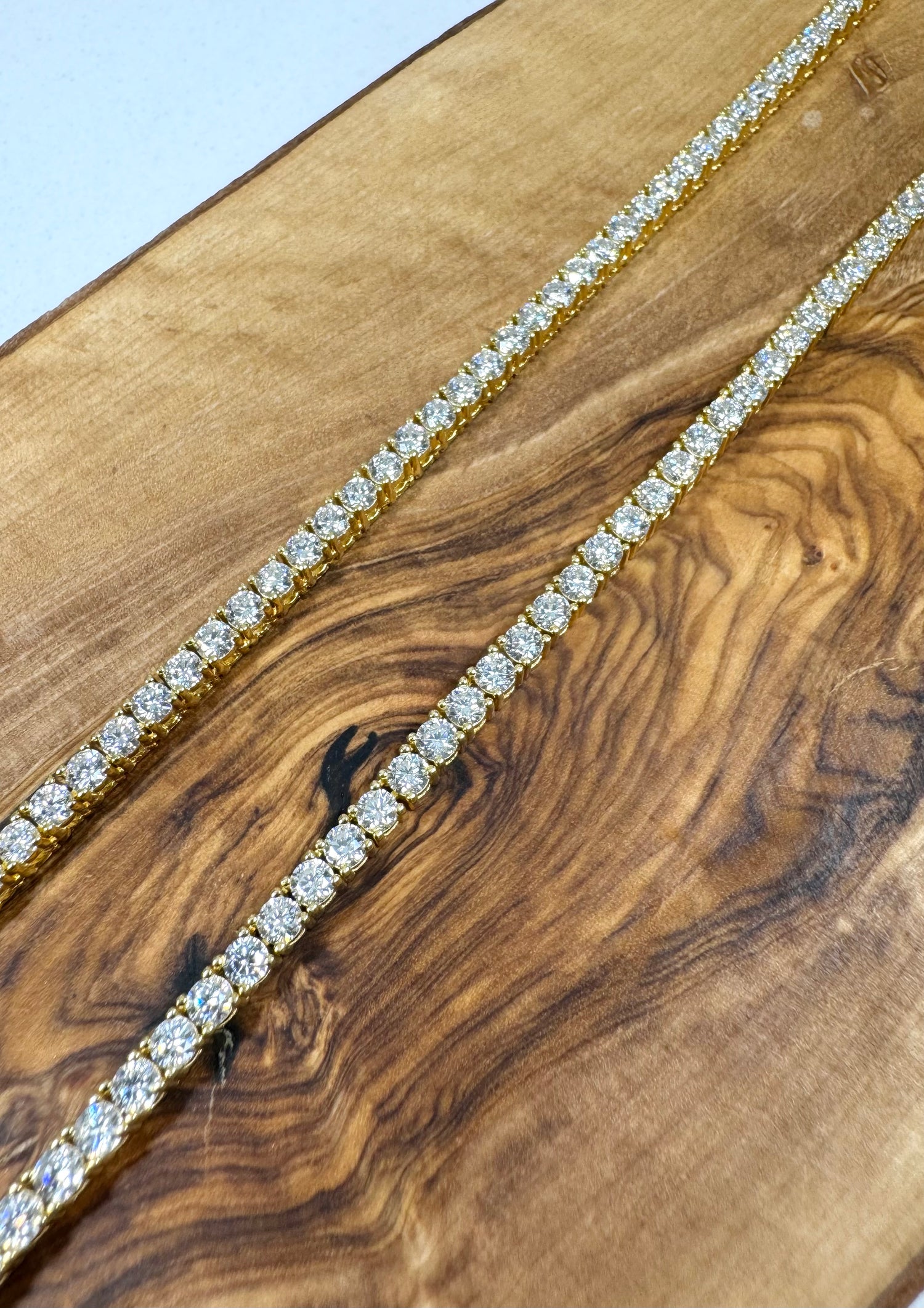 3mm Moissanite Tennis Necklace | 925 Sterling Silver | 18K Yellow Gold⚜️