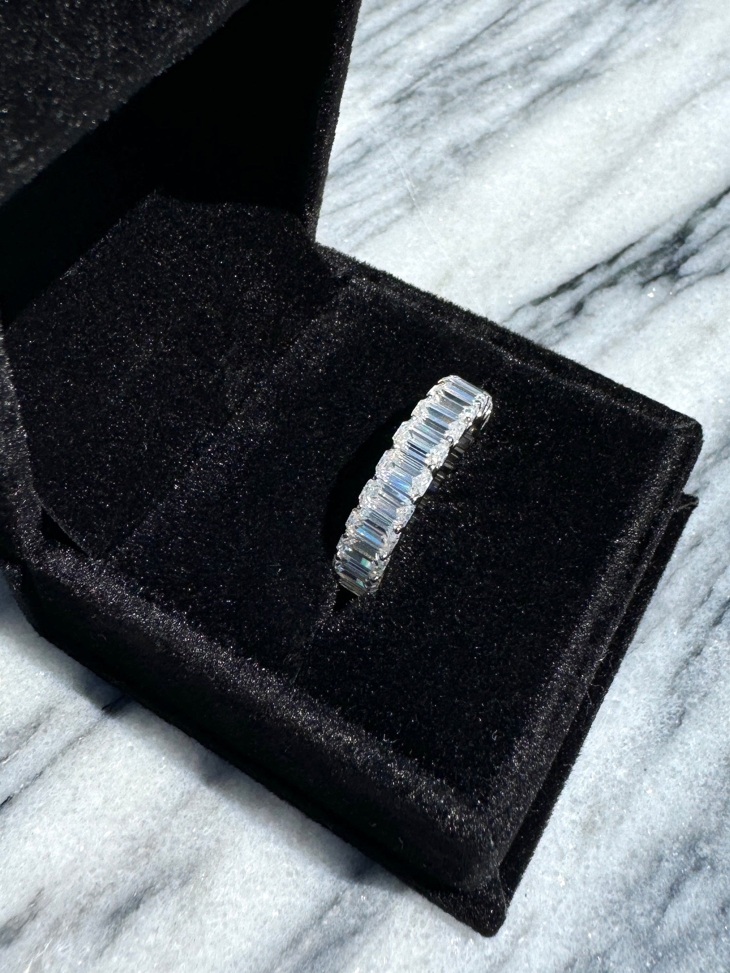 Emerald Cut Moissanite Eternity Ring