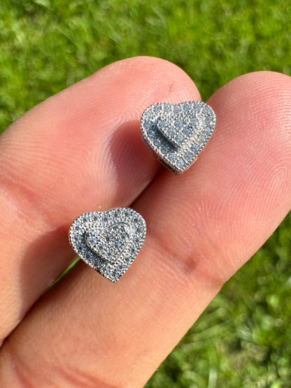 VVS Moissanite Heart Earrings | 925 Sterling Silver | 18K White Gold