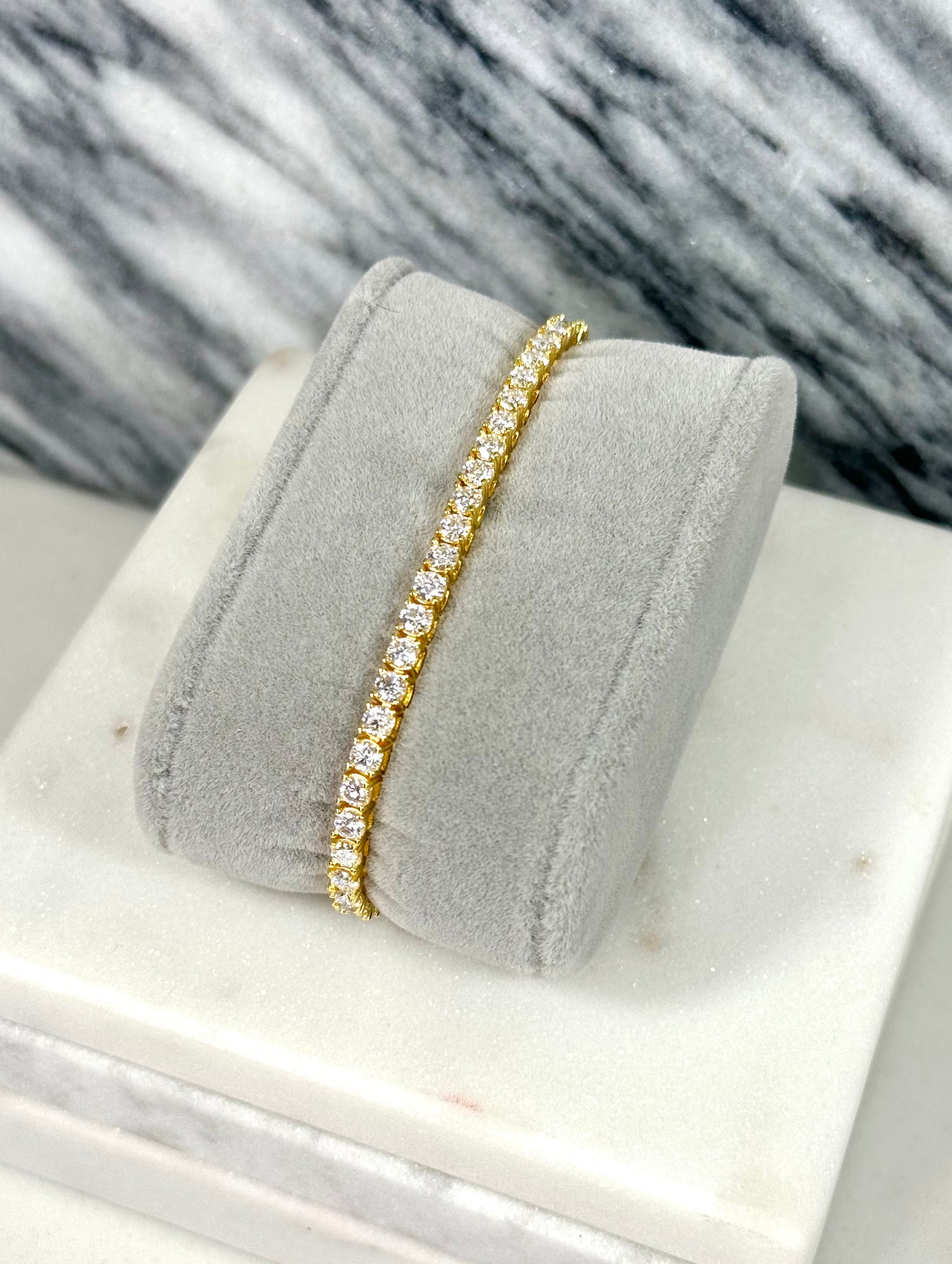 3mm VVS Moissanite Tennis Bracelet S925 | 18K Yellow Gold | Passes Diamond Tester ✅