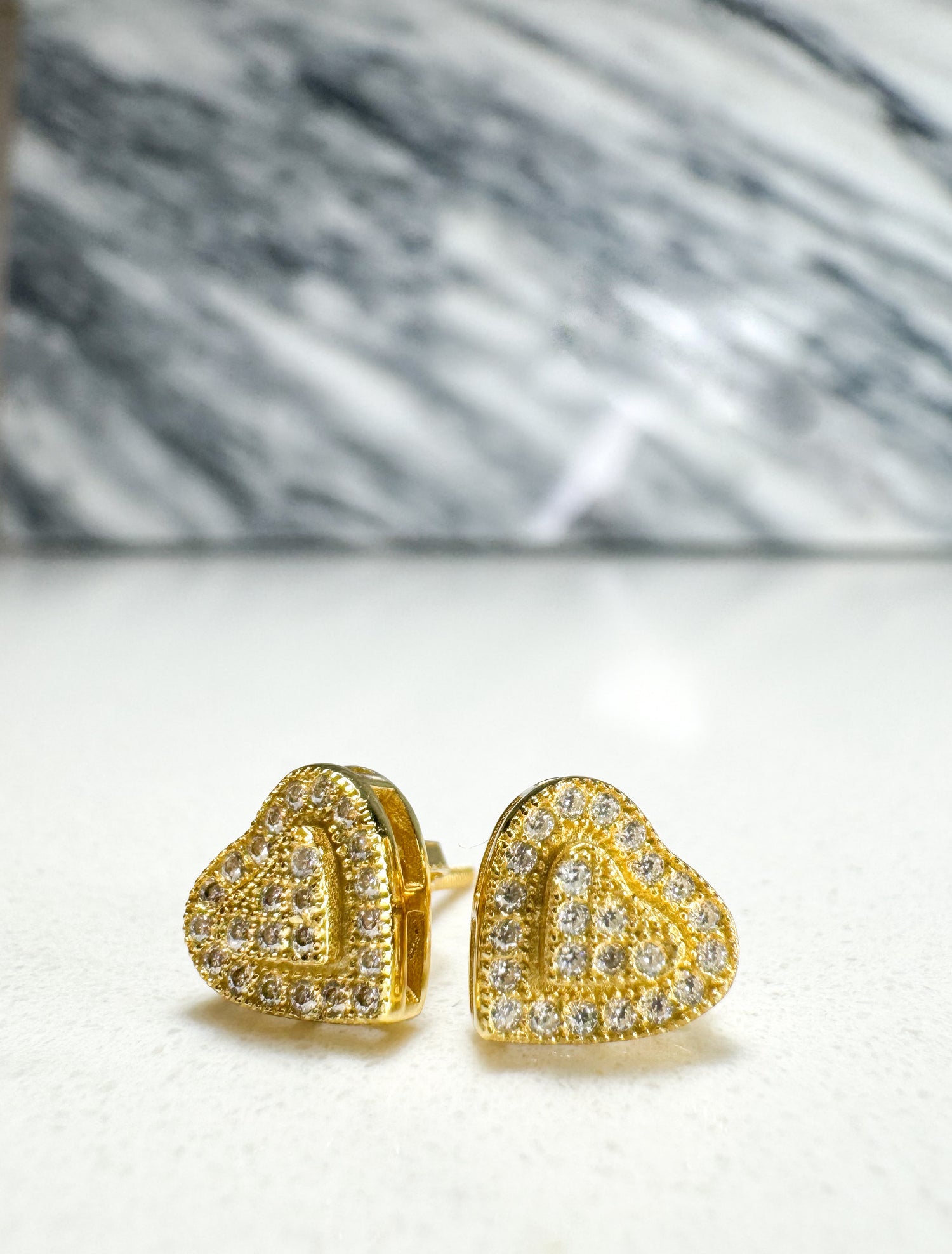 VVS Moissanite Heart Earrings | 925 Sterling Silver | 18K Yellow Gold