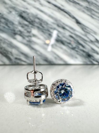 Blue Aura Moissanite Earrings 💎