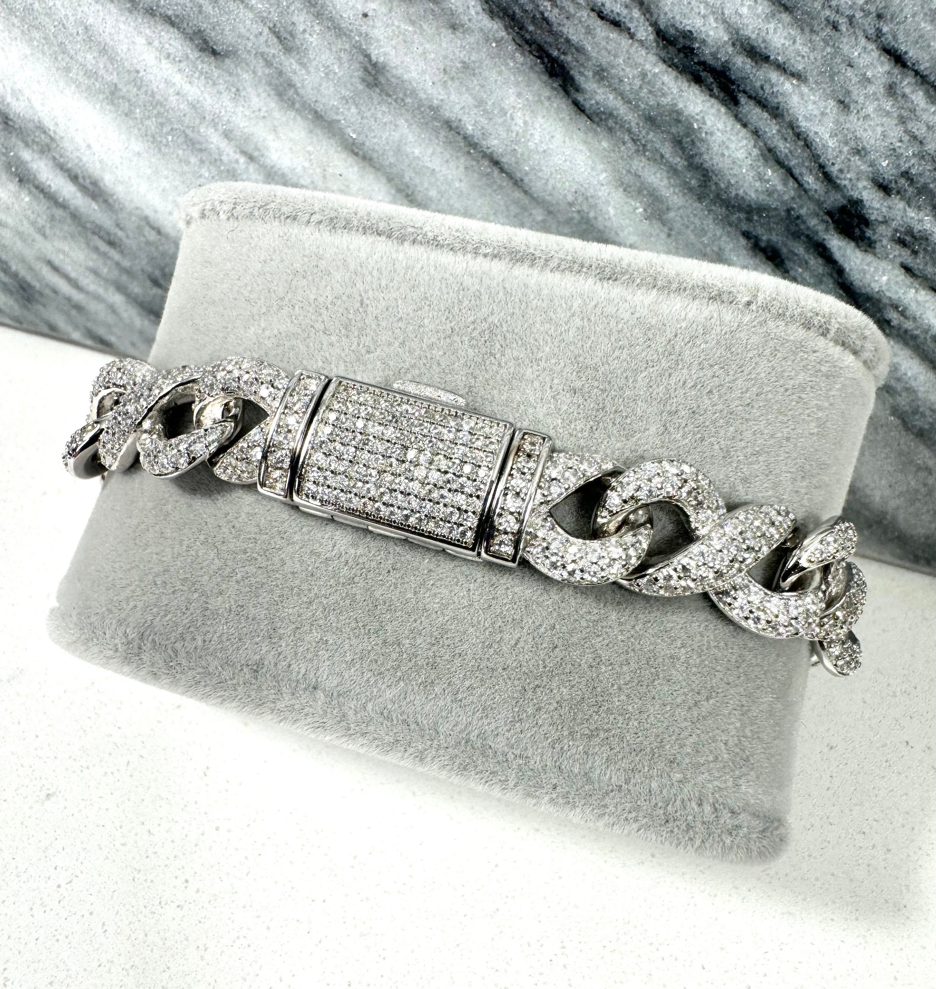 10mm VVS Moissanite Infinity Cuban Bracelet | S925 | 18K White Gold | Passes Diamond Tester ✅