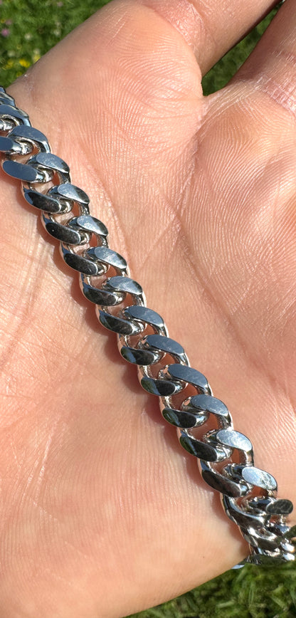 999 Silver Miami Cuban Bracelet | VVS Moissanite Clasp | 8MM | Passes Diamond Tester ✅