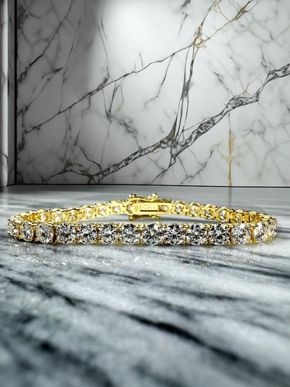 5mm Flawless Moissanite Tennis Bracelet | S925 | 18K Yellow Gold ⚜️