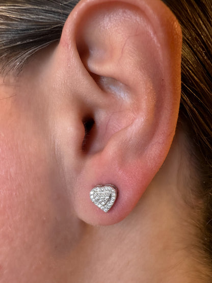 VVS Moissanite Heart Earrings | 925 Sterling Silver | 18K White Gold