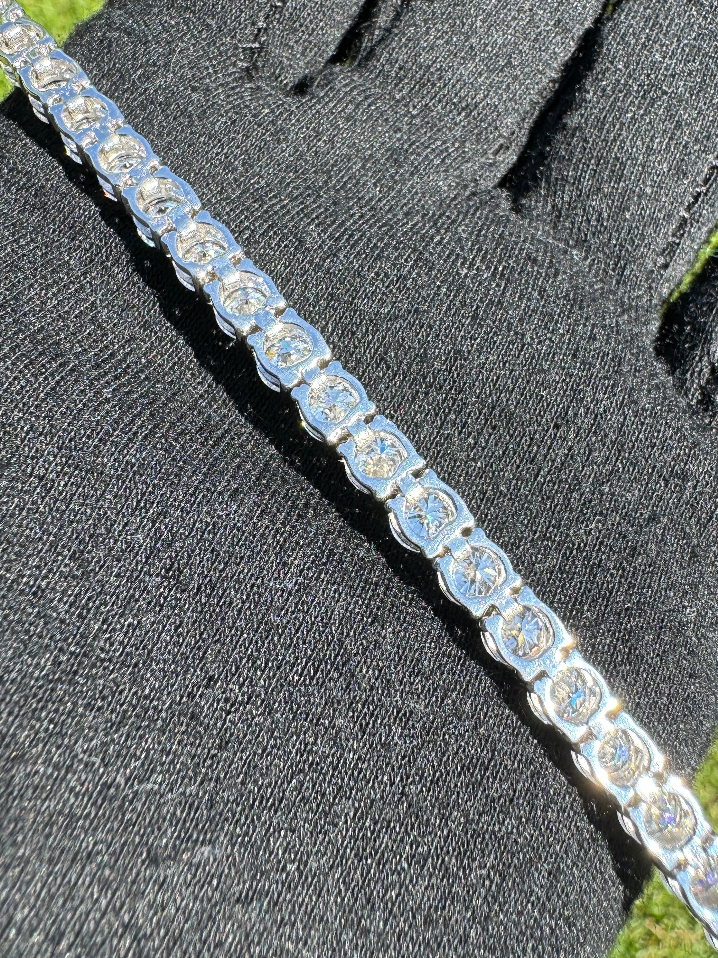 5MM VVS Moissanite Tennis Bracelet | 925 Sterling Silver | 18K White Gold | Passes Diamond Tester ✅