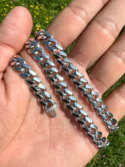 999 Silver Cuban Chain | Rhodium Finish | VVS Moissanite Clasp | Passes Diamond Tester ✅