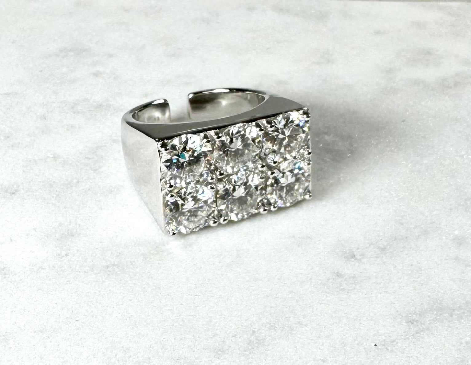 VVS Moissanite Rectangular Ring | 925 Sterling Silver | 18K White Gold | Passes Diamond Tester ✅