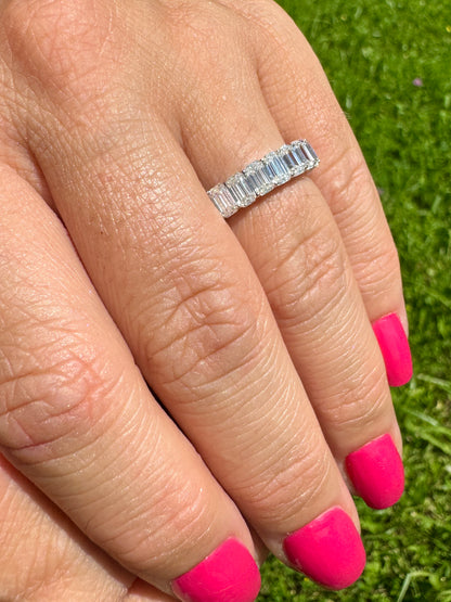 Emerald Cut Moissanite Eternity Ring