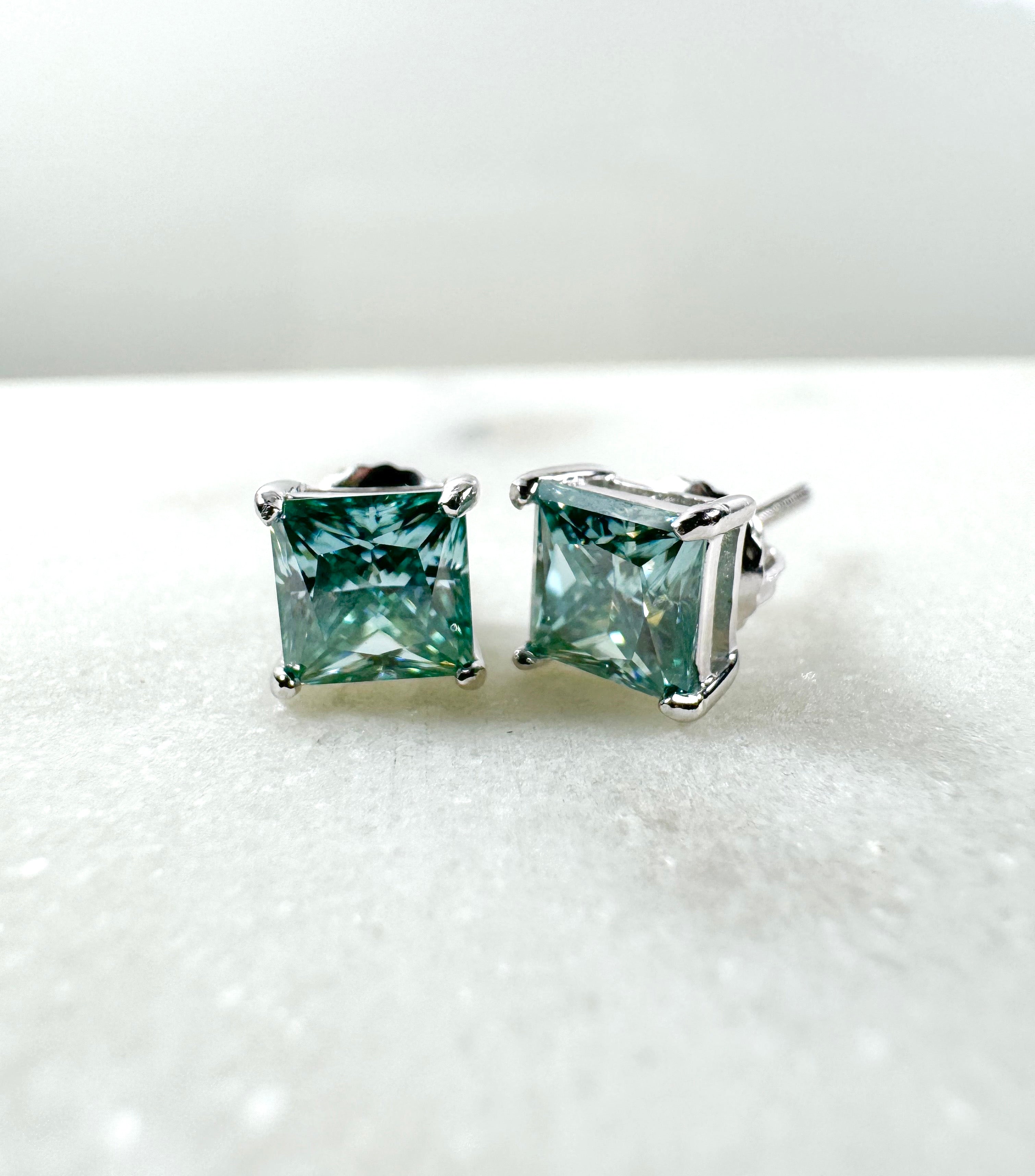 18K | S925 Turquoise Princess Cut Earrings⚡️