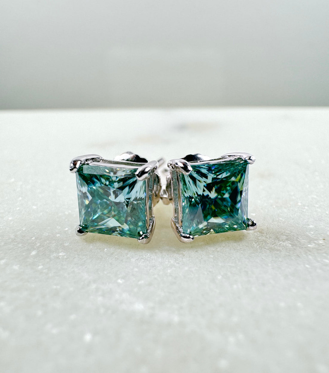 18K | S925 Turquoise Princess Cut Earrings⚡️