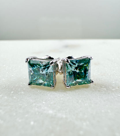 18K | S925 Turquoise Princess Cut Earrings⚡️