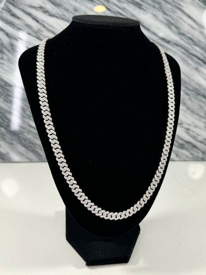 8MM VVS Moissanite Cuban Prong Chain | S925 | 18K White Gold | Passes Diamond Tester ✅