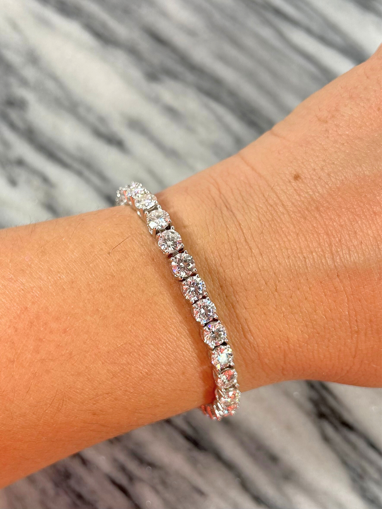 5mm Moissanite Tennis Bracelet | 925 Sterling Silver | 18K White Gold ⚜️