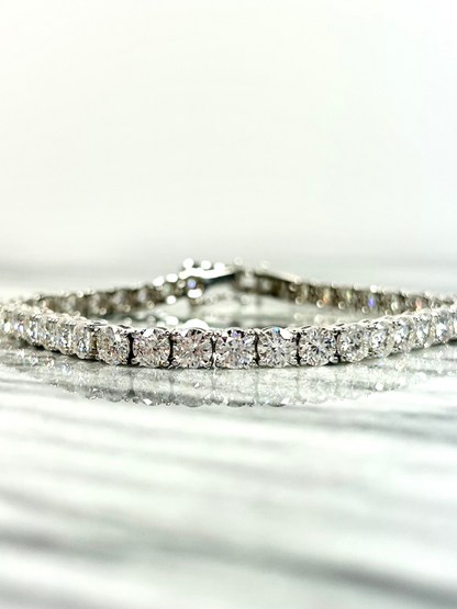 5MM VVS Moissanite Tennis Bracelet | 925 Sterling Silver | 18K White Gold | Passes Diamond Tester ✅