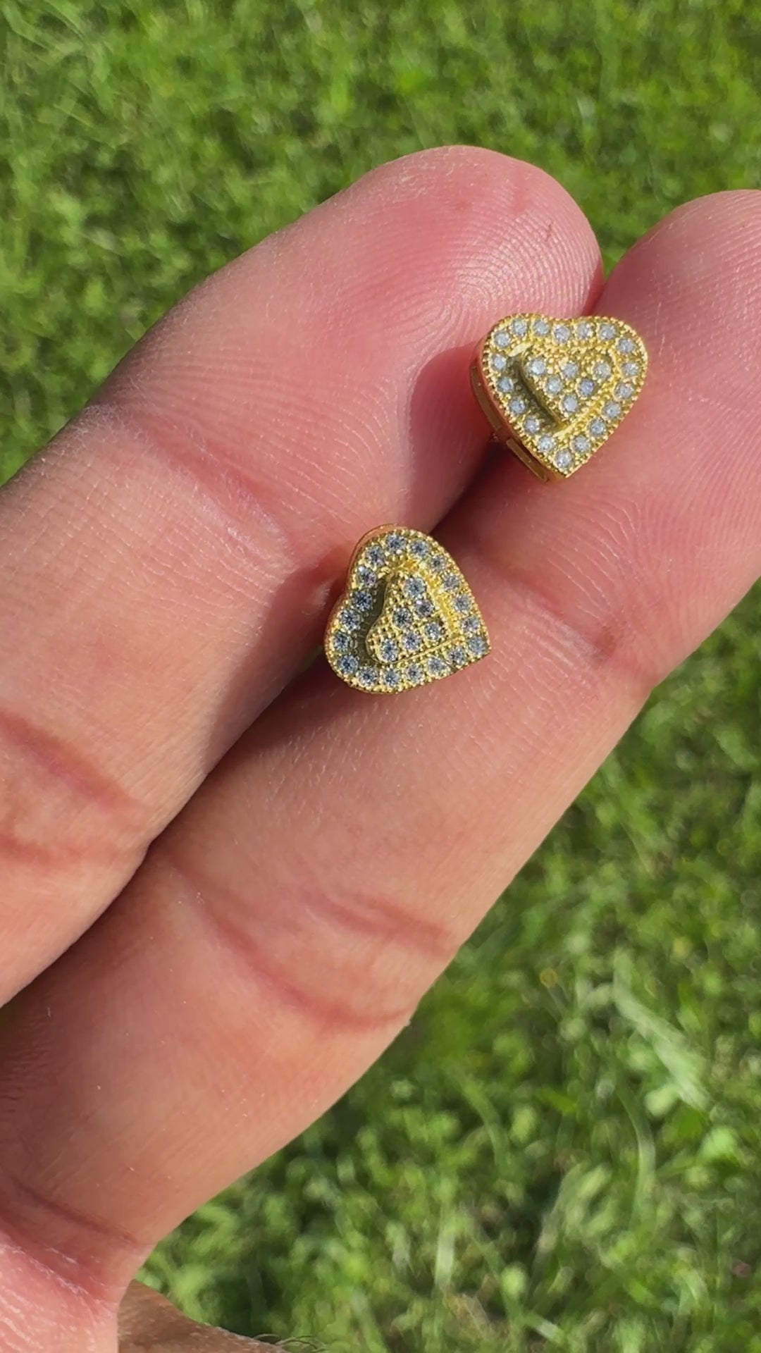 VVS Moissanite Heart Earrings | 925 Sterling Silver | 18K Yellow Gold