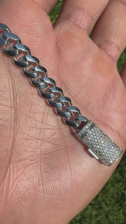 999 Silver Miami Cuban Bracelet | VVS Moissanite Clasp | 8MM | Passes Diamond Tester ✅