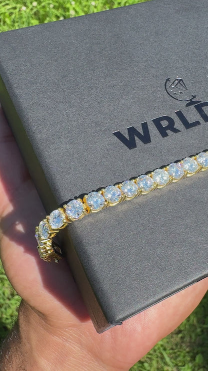 5mm VVS Moissanite Tennis Bracelet | 925 Solid Silver | 18K Yellow Gold | Passes Diamond Tester ✅