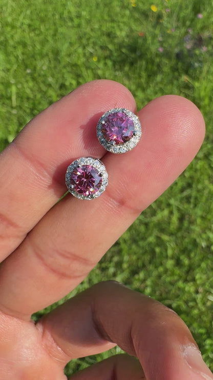 Purple Aura Moissanite Earrings 💎