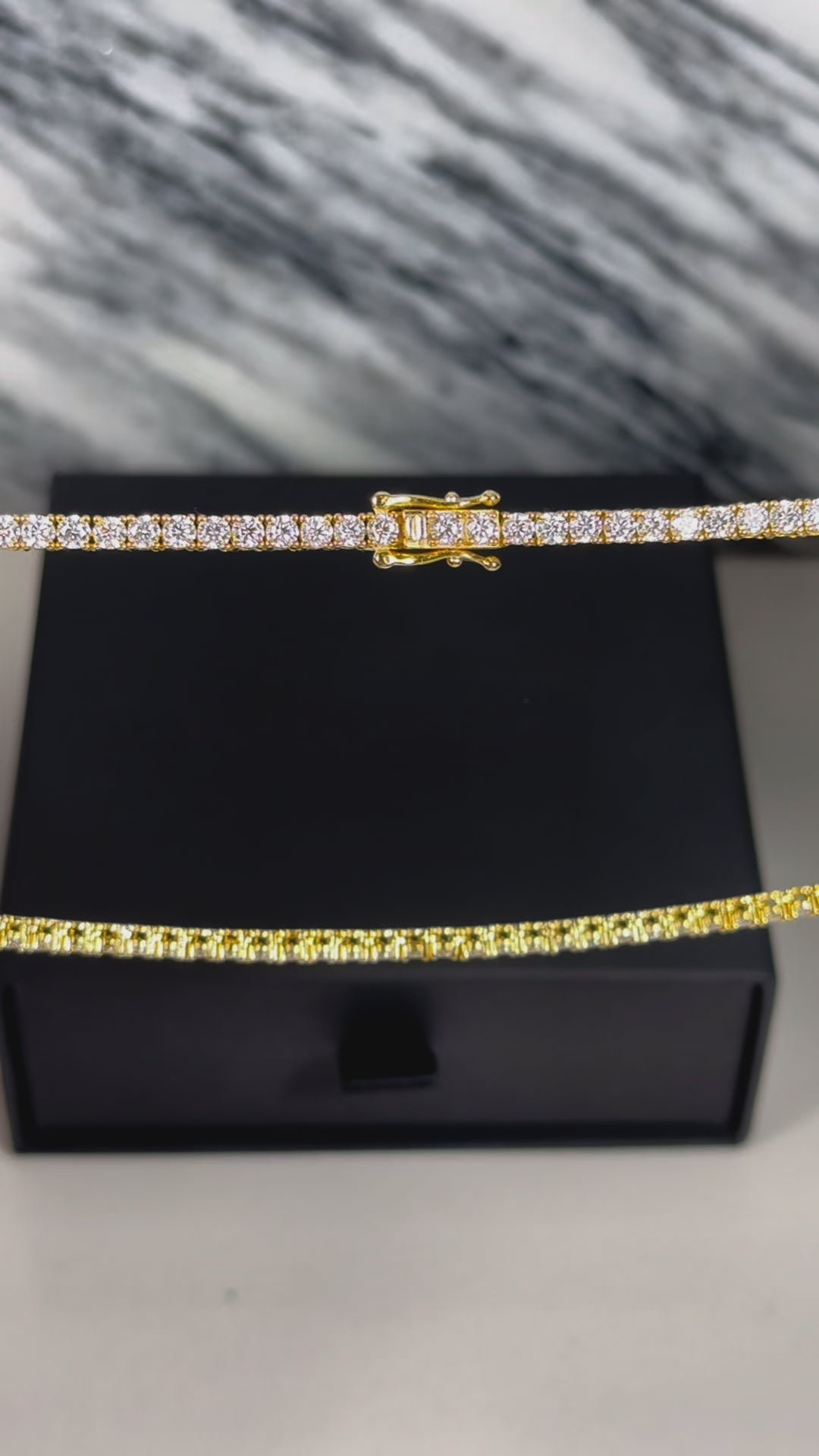 3mm VVS Moissanite Tennis Chain | 925 Sterling Silver | 18K Yellow Gold | Passes Diamond Tester ✅