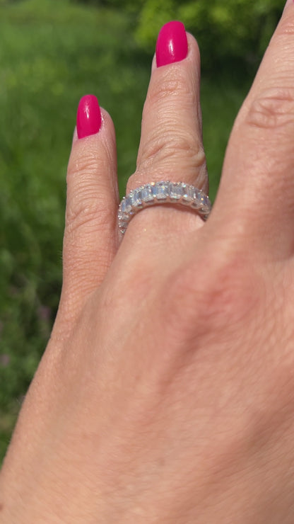 Emerald Cut Moissanite Eternity Ring