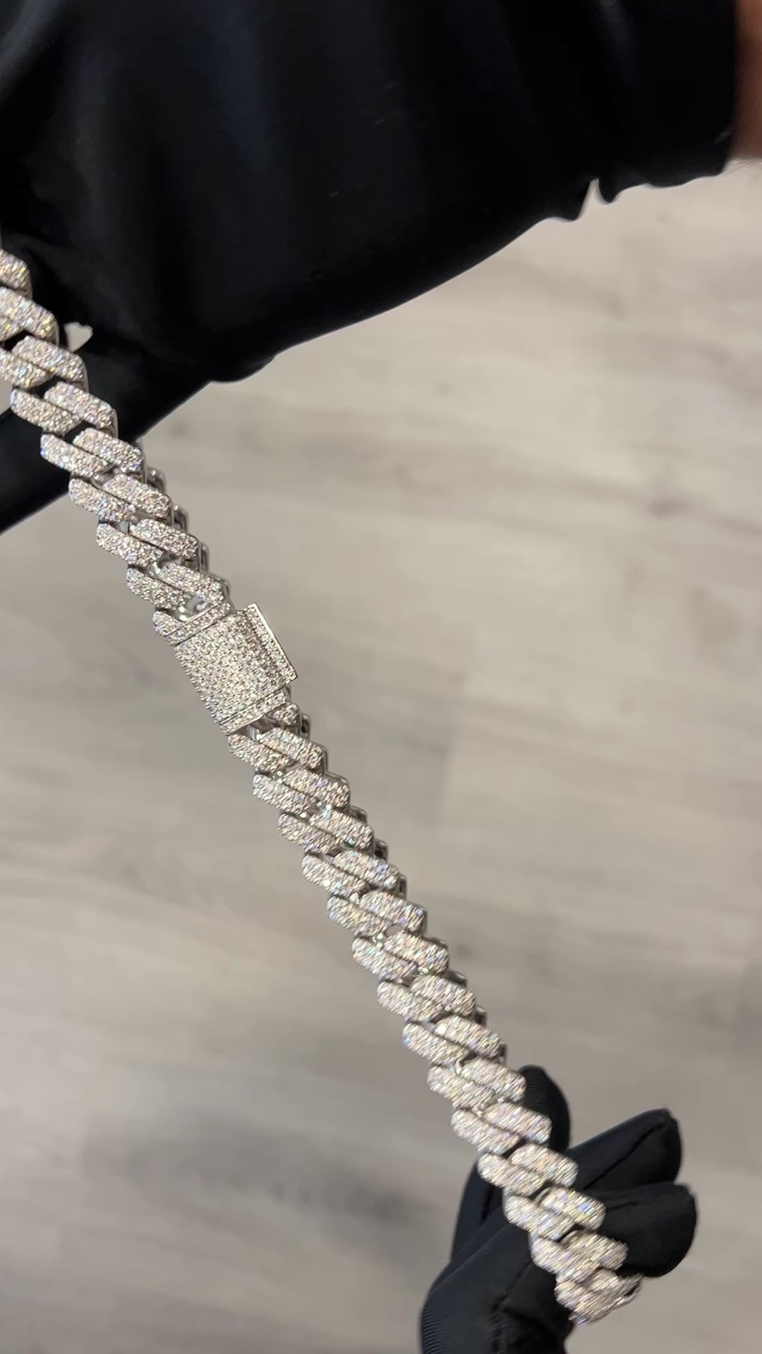 14MM VVS Moissanite Cuban Prong Chain | S925 | 18K White Gold | Passes Diamond Tester ✅