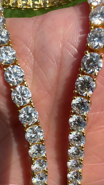 5mm VVS Moissanite Tennis Chain | 925 Sterling Silver | 18K Yellow Gold | Passes Diamond Tester ✅