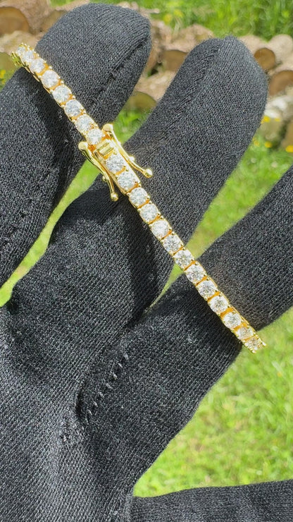 3mm VVS Moissanite Tennis Bracelet S925 | 18K Yellow Gold | Passes Diamond Tester ✅